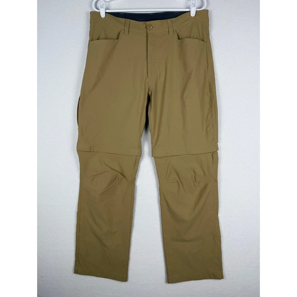 Eddie Bauer Convertible Tech Pant Mens 36x30 Tan Hiking Cargo Pocket Utility